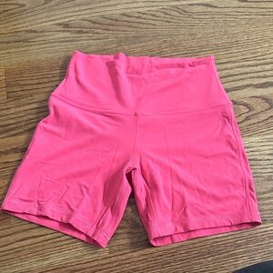 Lululemon Women's Pink High-Waisted Biker Shorts